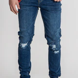 Dark Blue Core Ripped Slim Fit Jeans